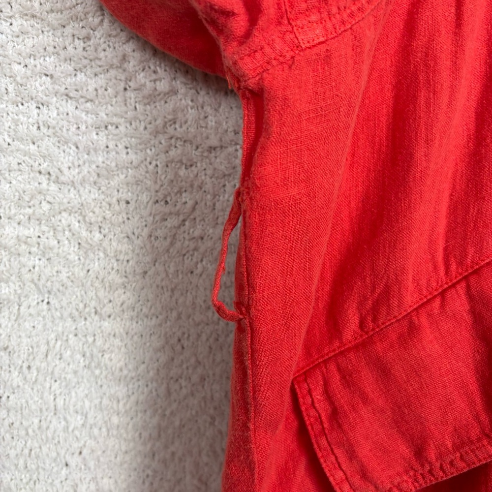 Zara Basic‎ Jacket Womens L Red Orange 100% Linen *Missing Belt* - Picture 5 of 12